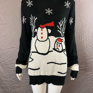Tipsy Elves Black Snowman Sweater